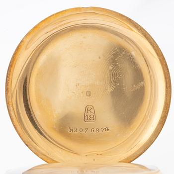 Fickur, 18K guld, med kedja nugget, savonett, 51,5 mm.