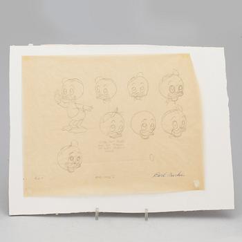 CARL BARKS, blyertsteckning, signerad samt daterat 1950-talets mitt.