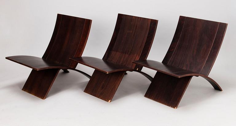 JENS NIELSEN, STOLAR, 3 st, "Lounge chair Laminex", Westnofa. Modellen formgiven 1966.