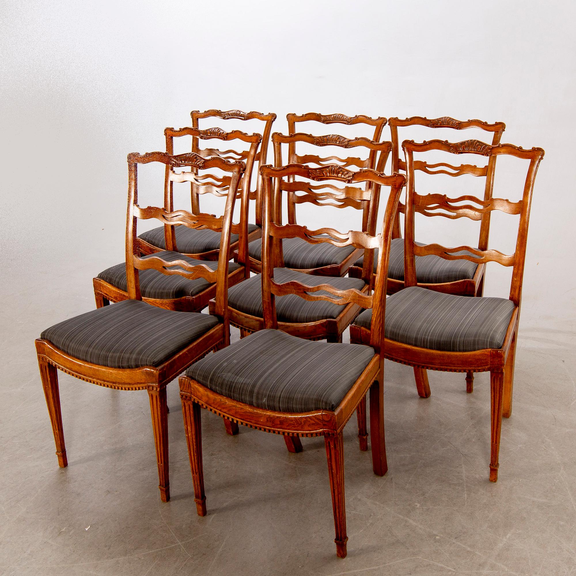 Stolar, 8 st, England omkring 1800.