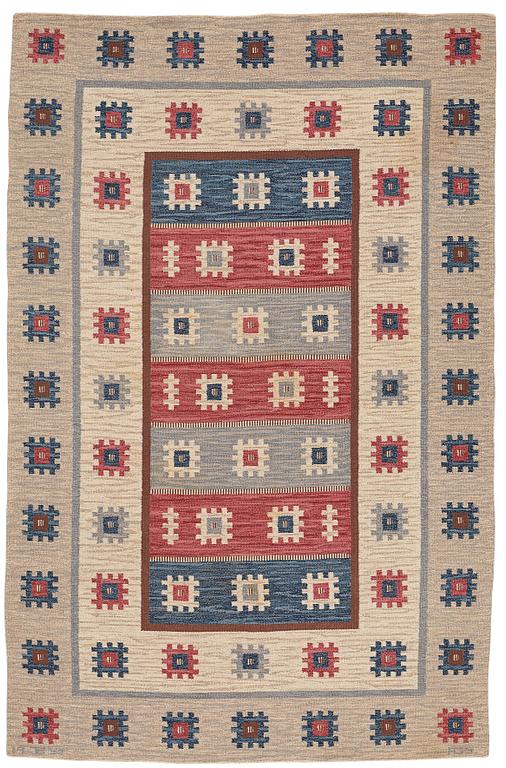 Anna-Greta Sjöqvist, Matta, rölakan, ca 310-312,5 x 202-204 cm, inskription och signerad 19 JB 57 AGS.