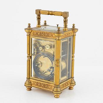 A brass carriage clock, 20th Century.