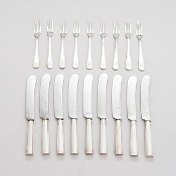 Johann Gottfried Möring, silver forks and knives, totally 18 pieces, Reval 1790-1818.