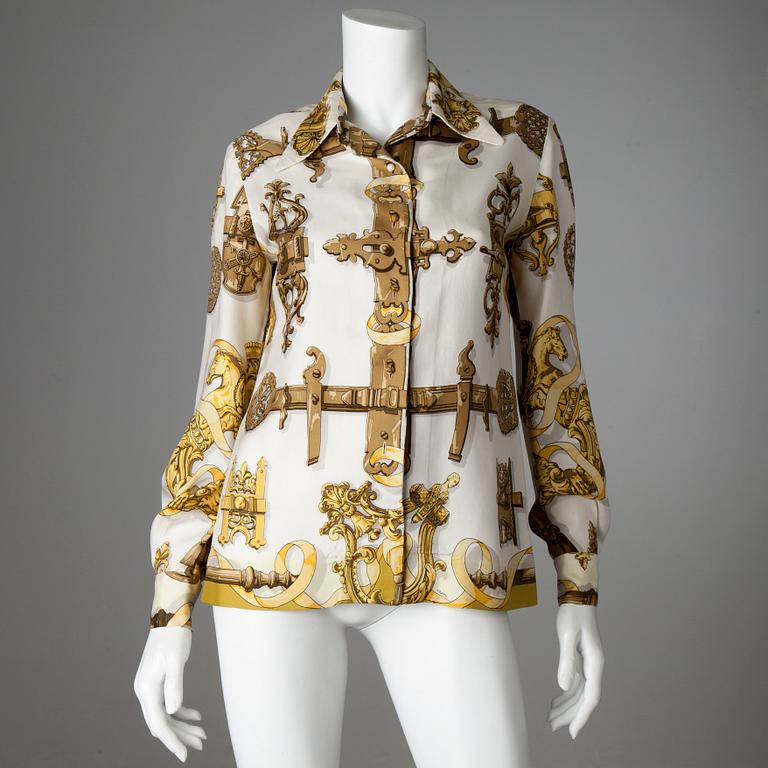 A Hermès silk shirt, French size 40.