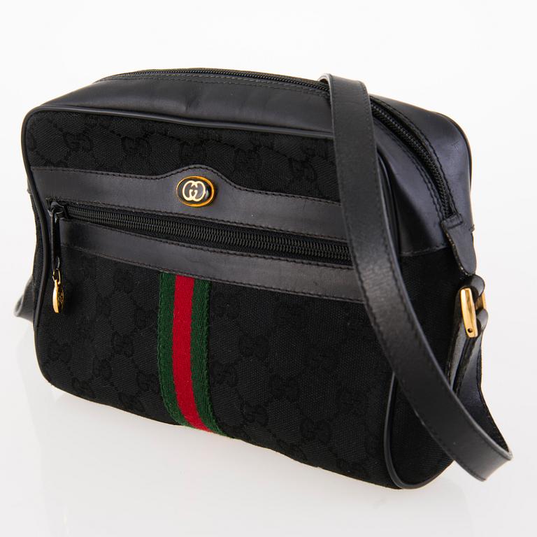 GUCCI, KLÄDÖVERDRAG SAMT VÄSKA, 1980-tal.