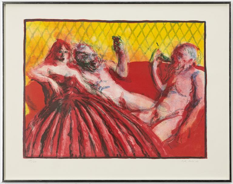 Peter Dahl, 'Wine, women and men', six colour lithographs.