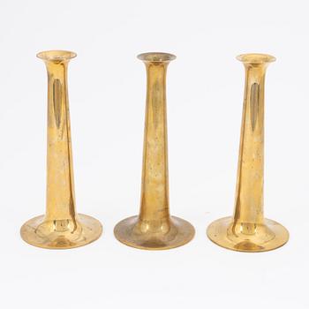 Hans Bolling, three brass candlesticks, Torben Ørskov & Co, Denmark.