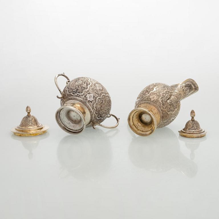 A 5-piece Persian tea service, first half of the 20th century.