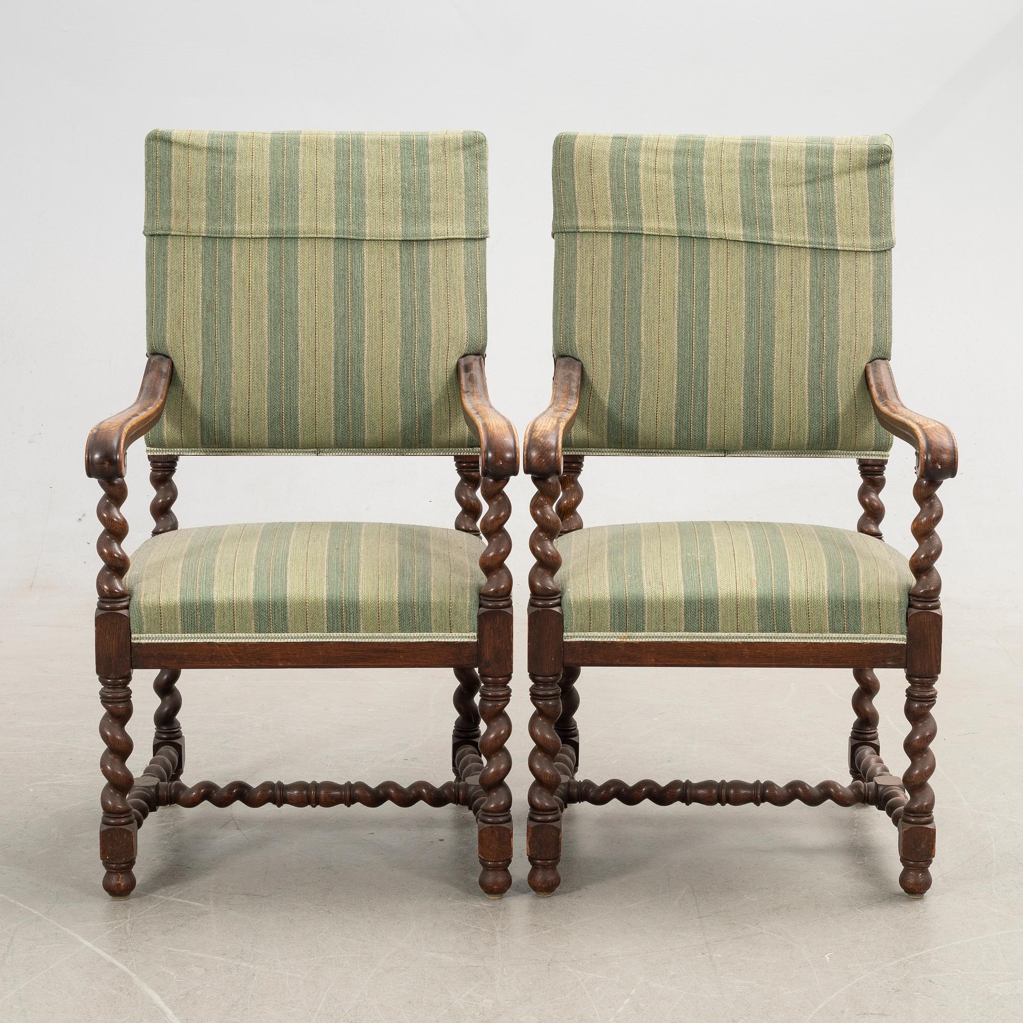 Karmstolar, barockstil, 1900-talets första hälft.