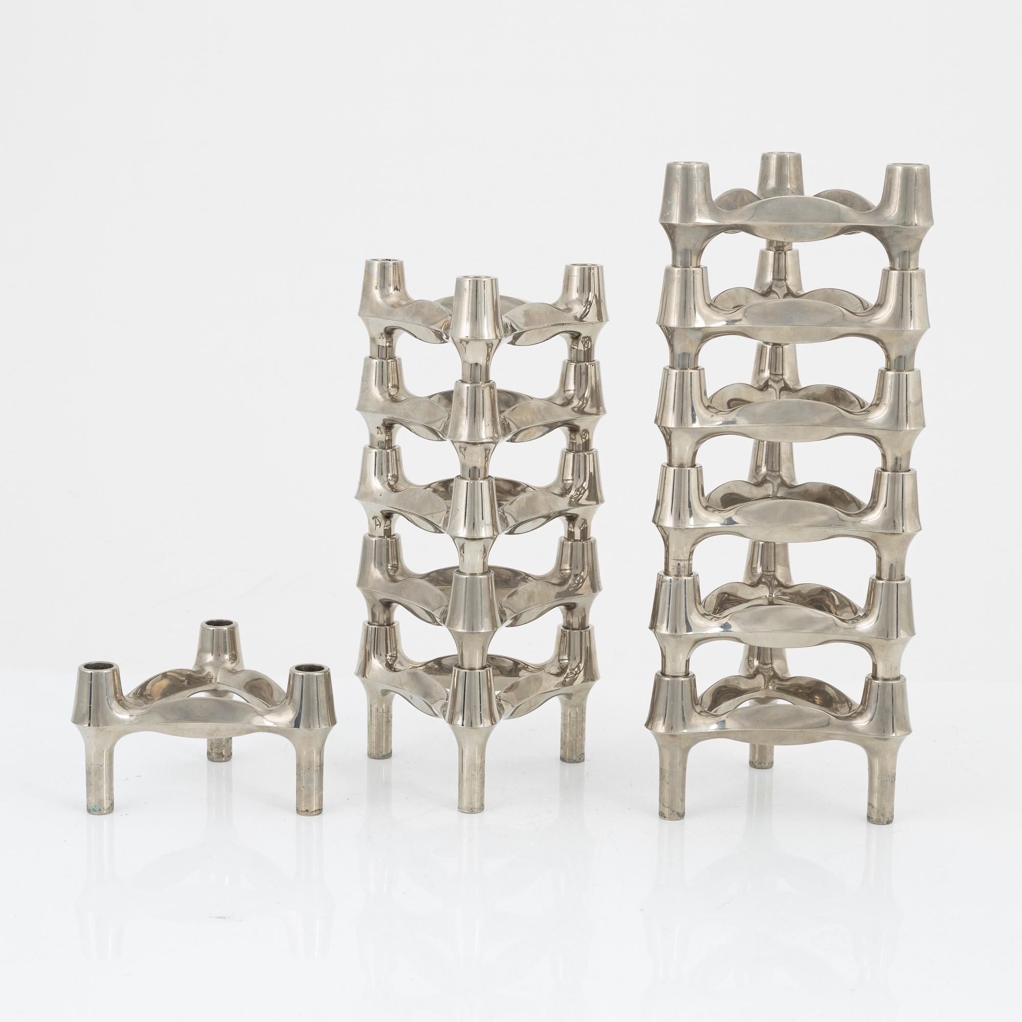 Caesar Stoffic & Fritz Nagel, ljusstakar, 12 st, vitmetall, 1900-talets andra hälft.