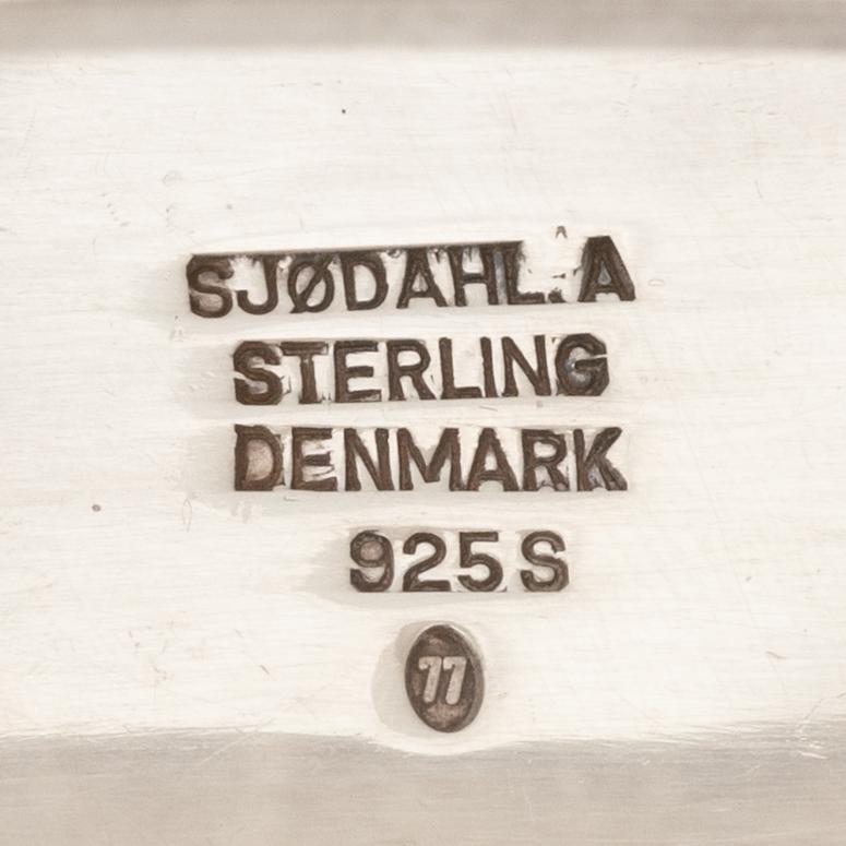 Erik Sjødahl Andersen, servettringar, 6 st, sterlingsilver, Danmark, 1900-talets senare del.