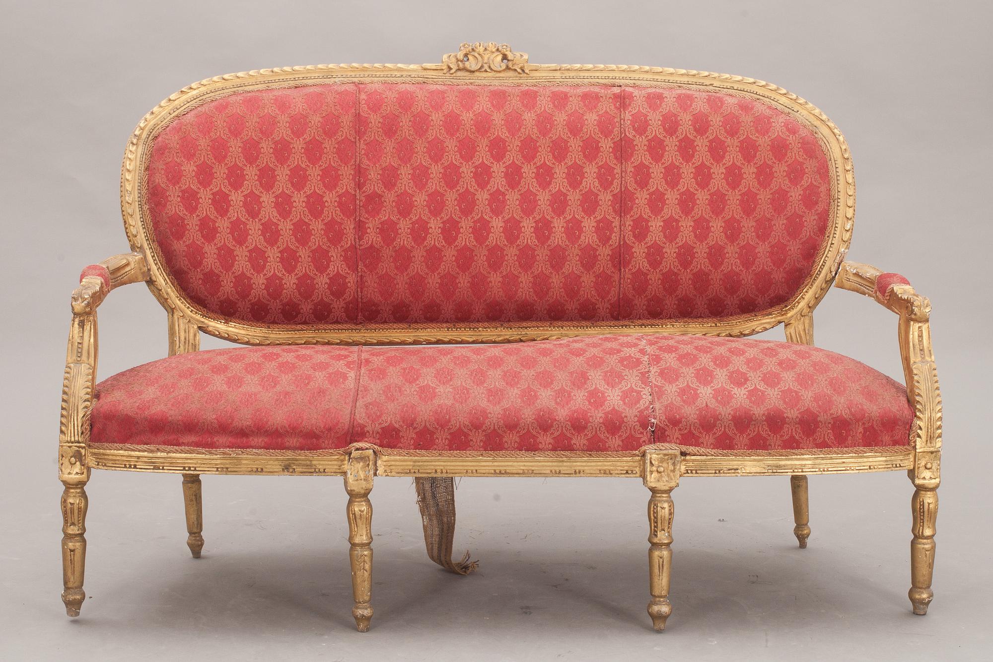 SALONGSGRUPP, 5 delar, gustaviansk stil, 1800/1900-tal.