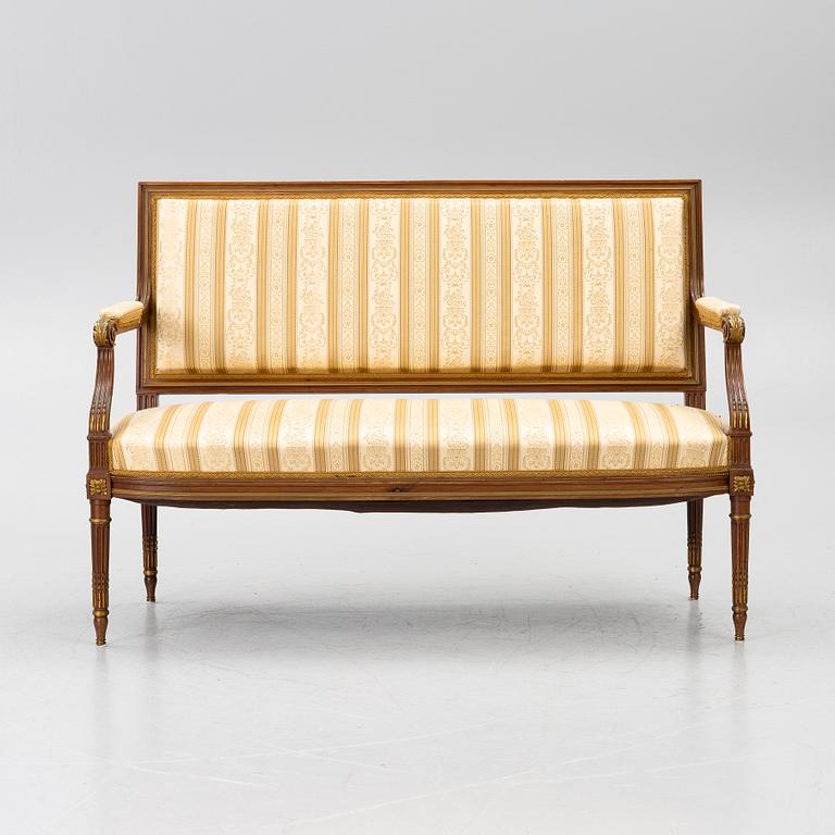 A seven-piece seating group, Louis XVI style, early 20th Century.