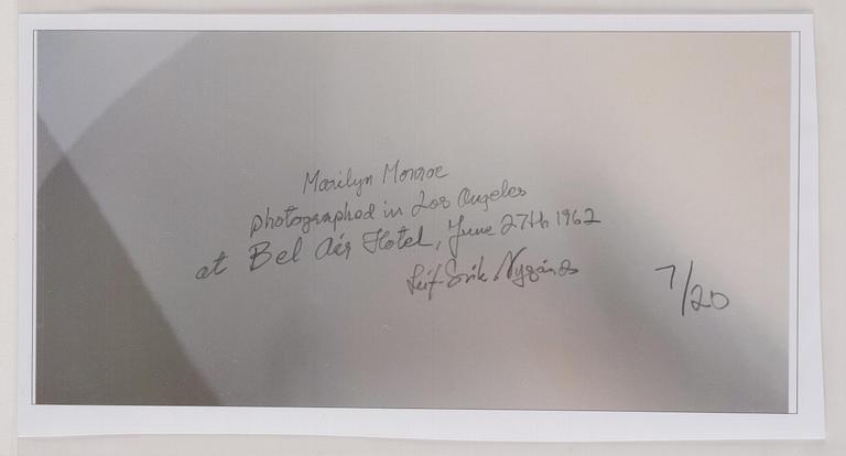 Leif-Erik Nygårds, "Marilyn Monroe photographed in Los Angeles at Bel Air Hotel, June 27th 1962".