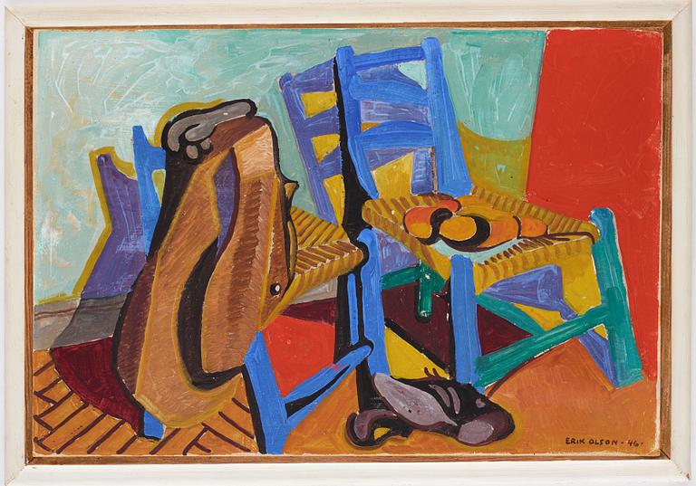 Erik Olson, oil on panel, signed and dated -46.