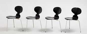 STOLAR, 4 st, "Myran", Arne Jacobsen, Fritz Hansen, 1900-talets mitt.