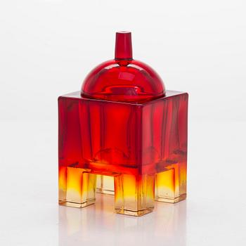 Markku Salo, a 'Babylon' glass box, signed M. Salo, Nuutajärvi.