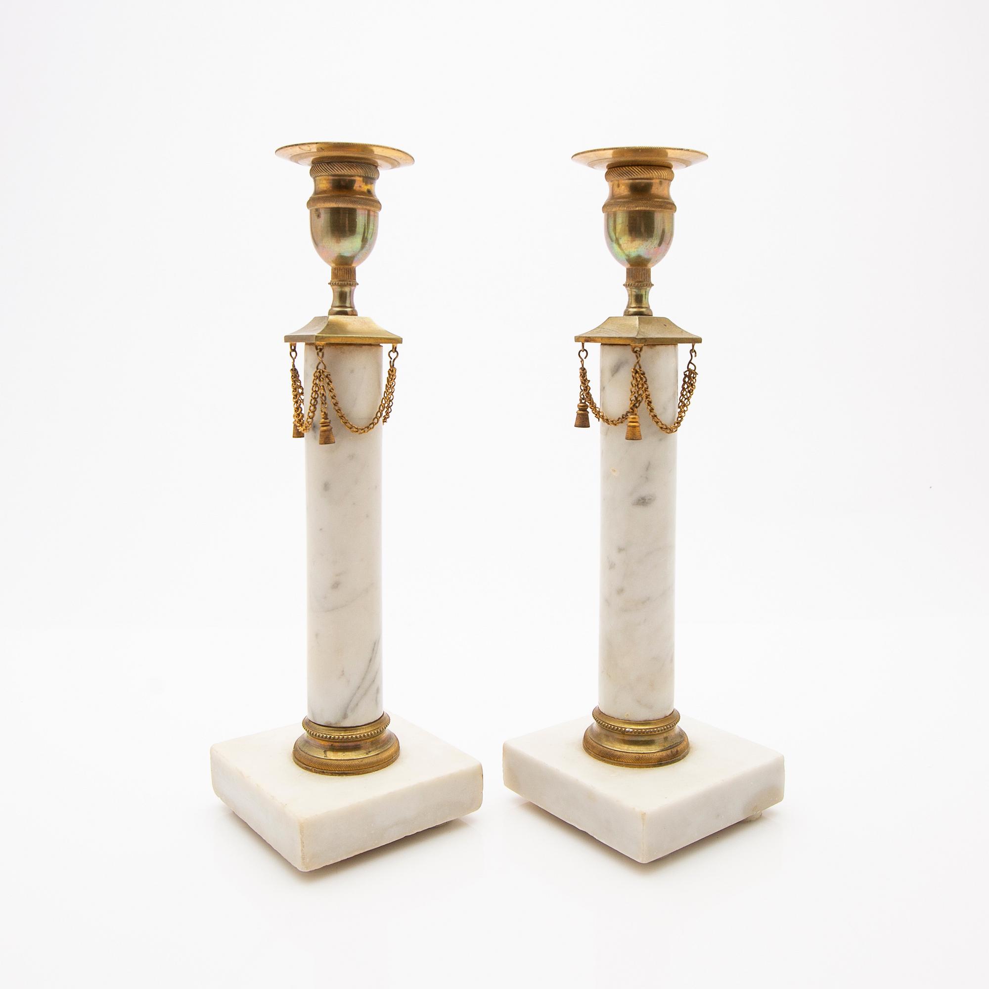 Candelabras, a pair, late Gustavian, 19th century.