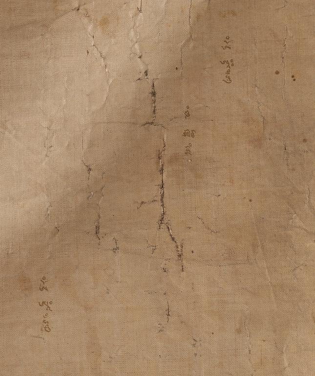THANGKA. Tibet, troligen 1800-tal. Shakyamuni med lärjeungar och lamor.