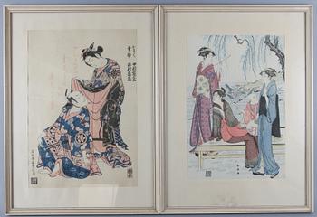 OKÄND KONSTNÄR, 2 st träsnitt, Japan.