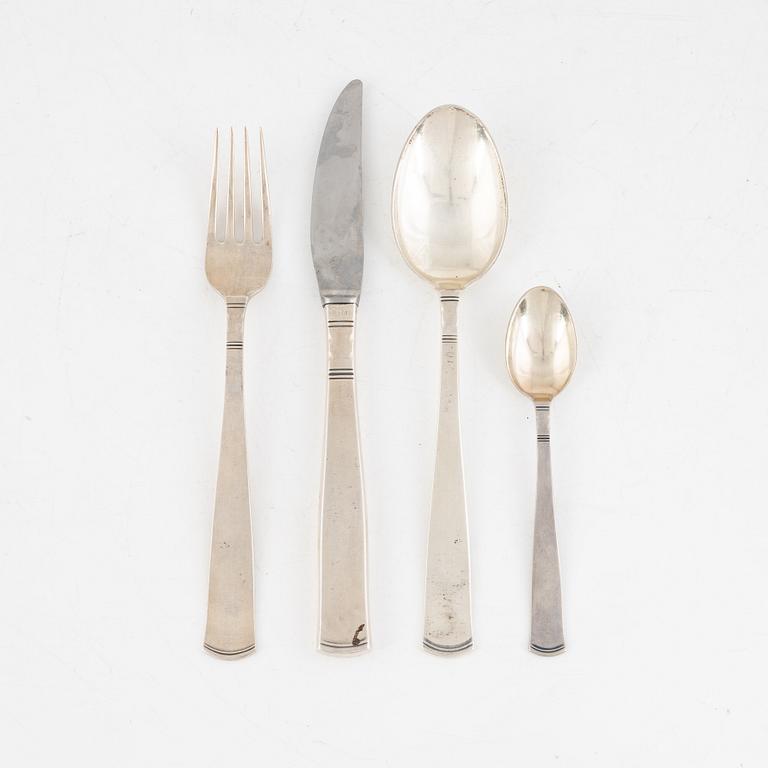 Jacob Ängman, a 47-piece silver cutlery, model 'Rosenholm' mark of GAB, Stockholm, including 1964.