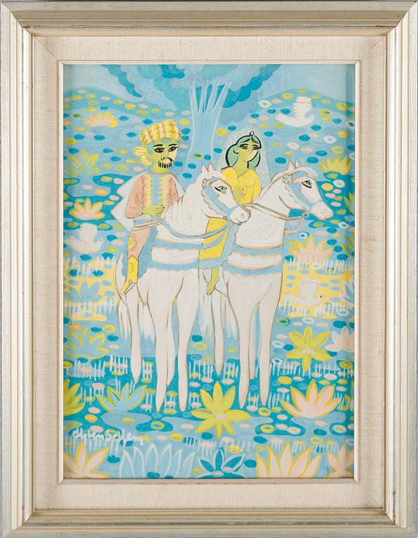 ALY BEN SALEM, gouache, signerad.