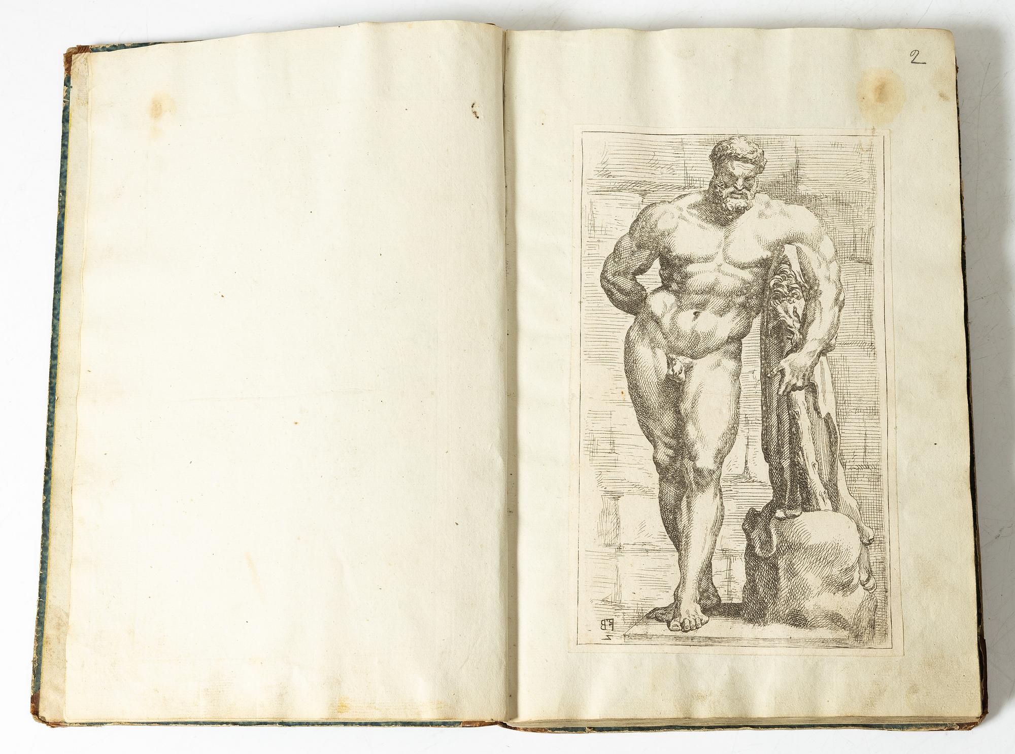 98 etsningar av romerska statyer.