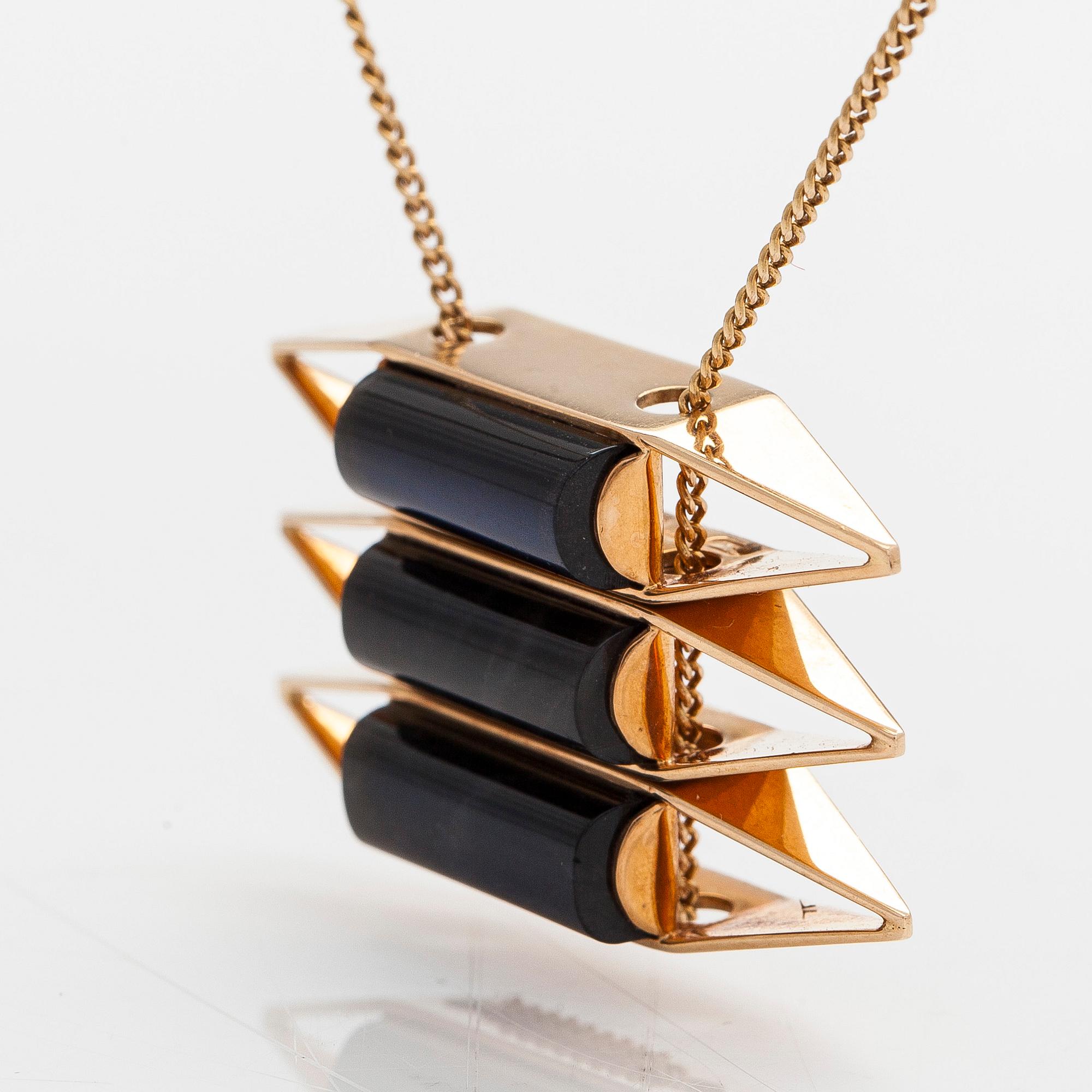Elis Kauppi, halsband, 14K guld och spektrolit, Kupittaan Kulta, Åbo 1959.