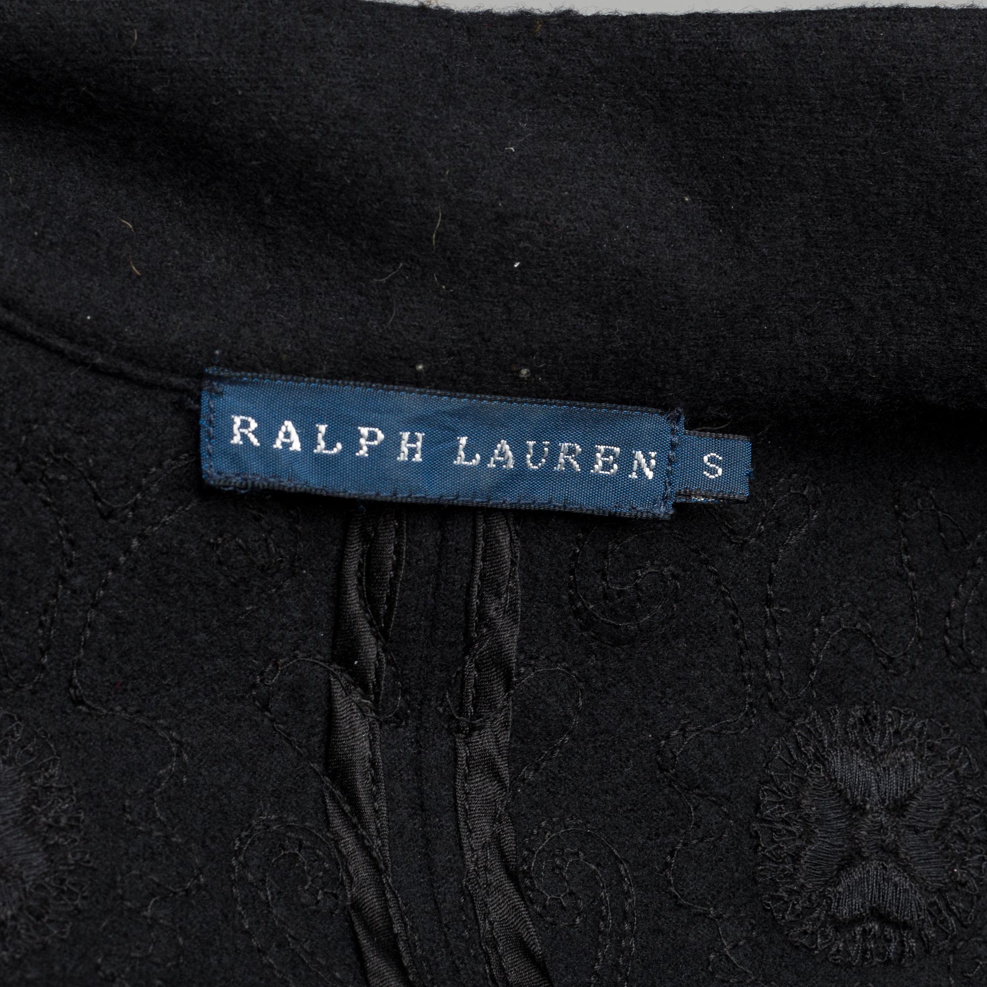 A black wool jacker by Ralph Lauren.