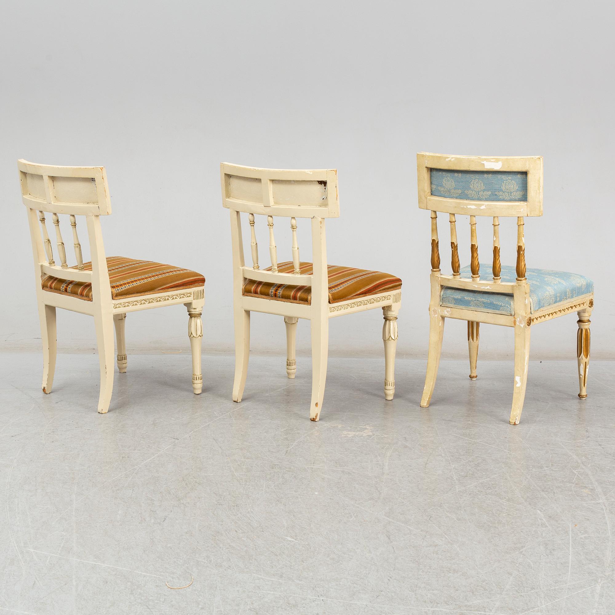 Chairs 1+2, one late gustavian, two 19th century.