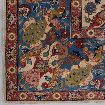 A CARPET, a semi-antique Tabriz figural, ca 363-366 x 252-258 cm.