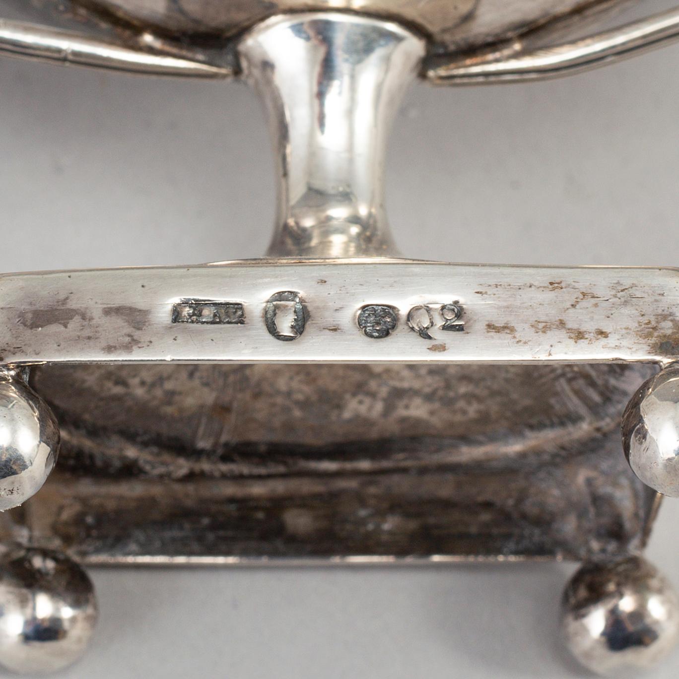 A pair of Swedish 18th century parcel-gilt silver salt-cellars, mark of JF Wildt, Stockholm 1798.