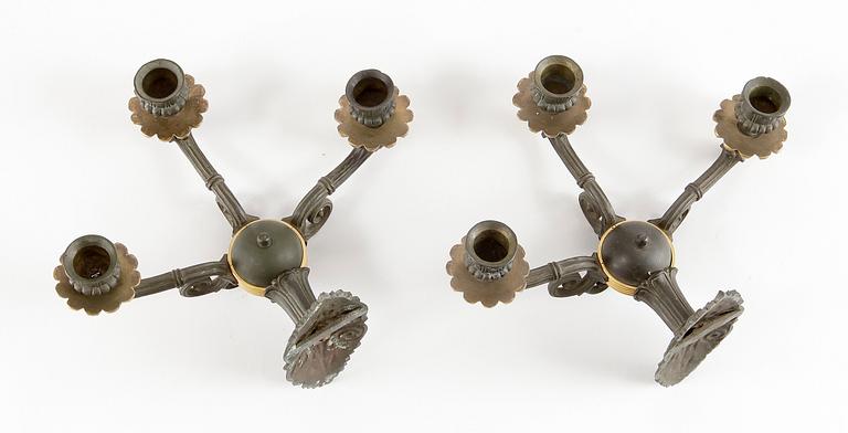 VÄGGLAMPETTER, ett par, senempire, 1800-talets första hälft.