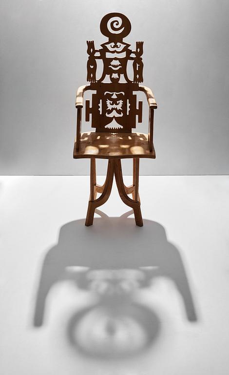 Roberto Matta, a sculptured wooden "Tarquinia" chair, Italy, 1970's.