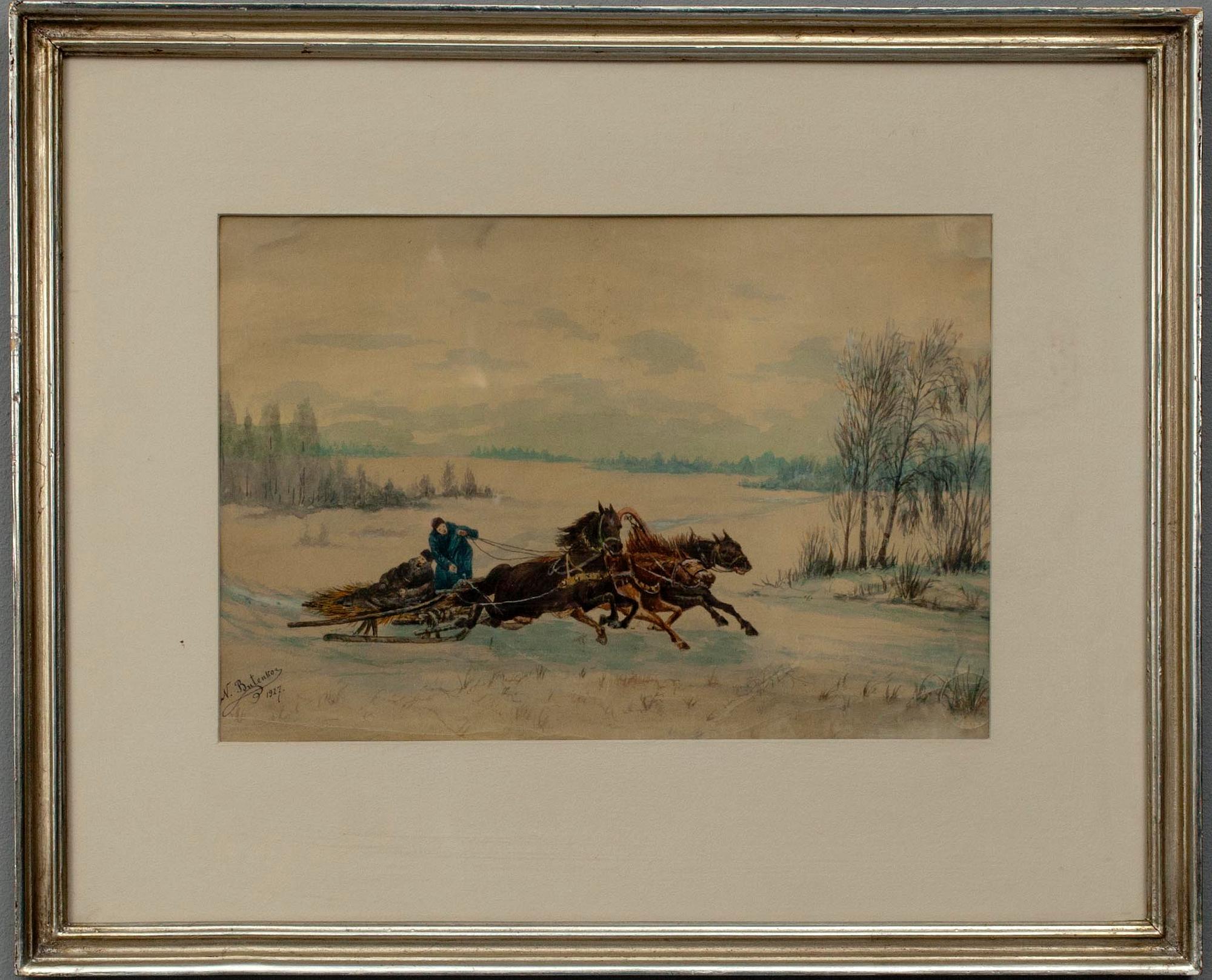 N. BUTENKO, akvarell, sign. och dat. 1927.