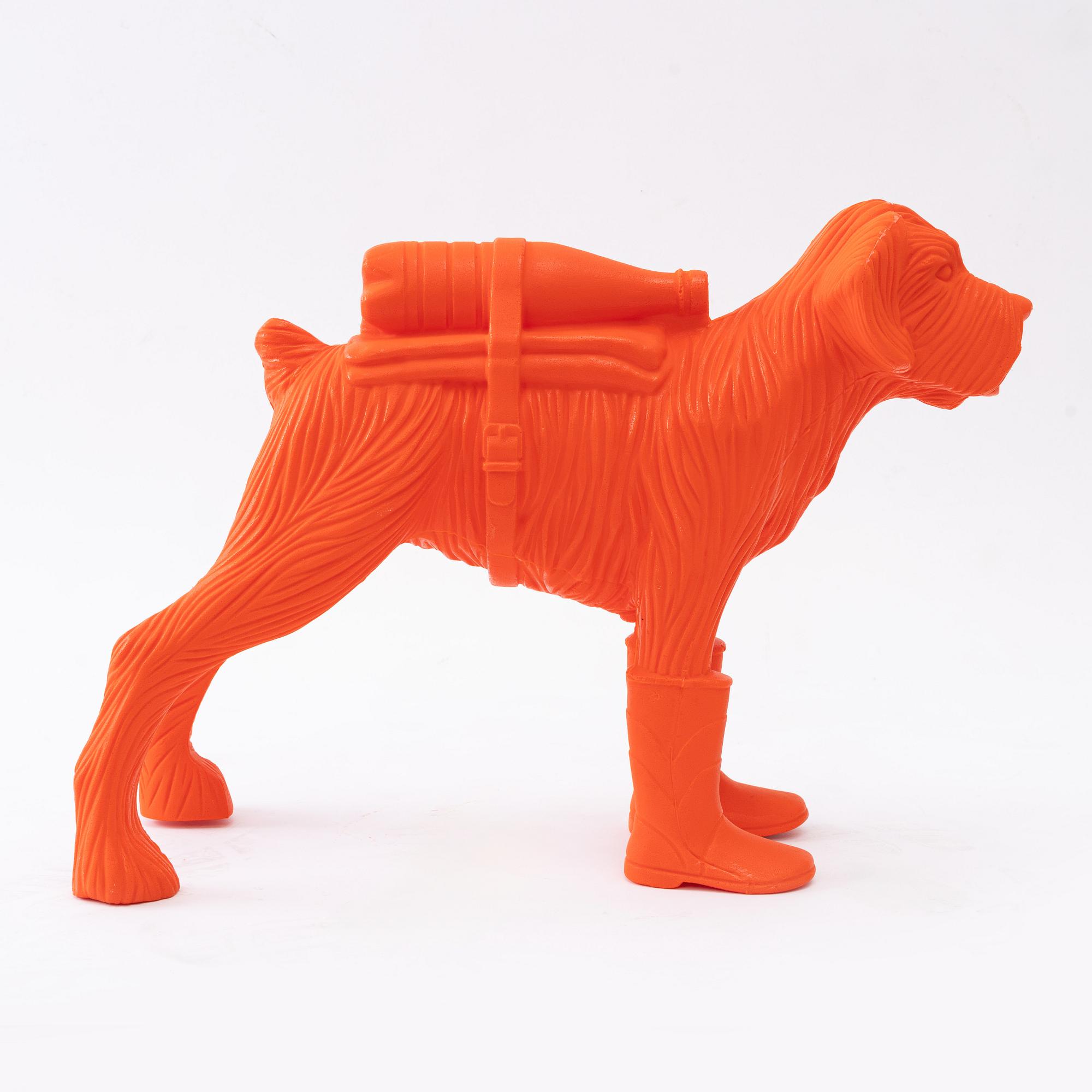 William Sweetlove, "Cloned Schnauzer with water bottle". (Orange).