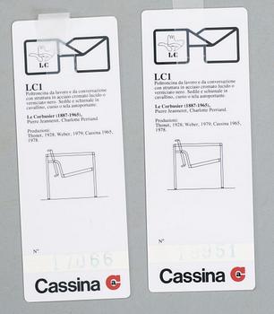 LE CORBUSIER, karmstolar, ett par, "LC-1", Cassina. Italien.