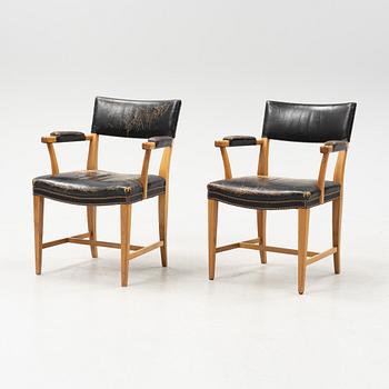 Josef Frank, a pair of mahogany armchairs, model 695, Svenskt Tenn.