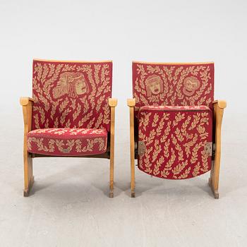 Theater chairs, a pair of Malmö Opera (formerly Malmö Stadsteater). 1940s.