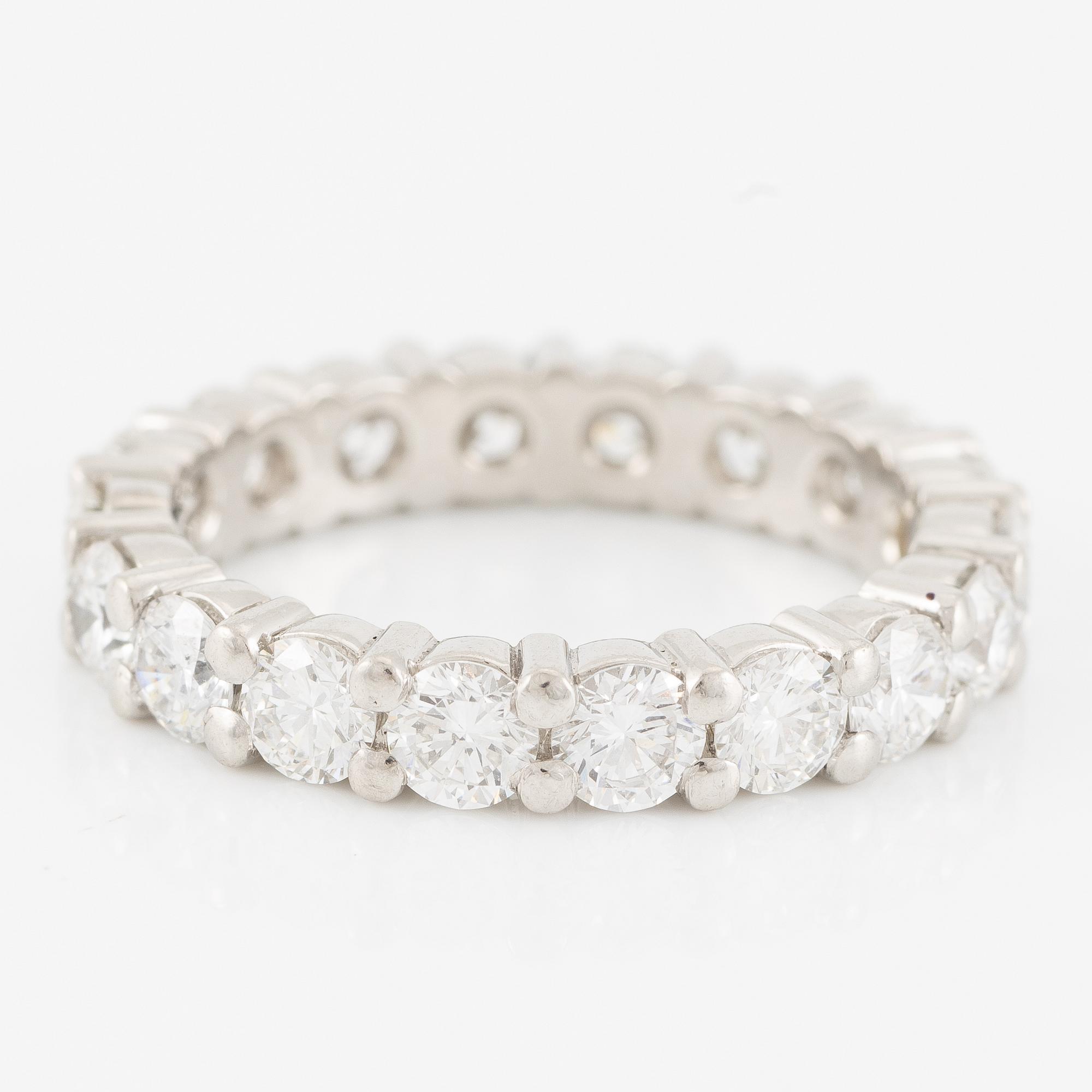 W.A. Bolin ring full eternity band in platinum set with round brilliant-cut diamonds.