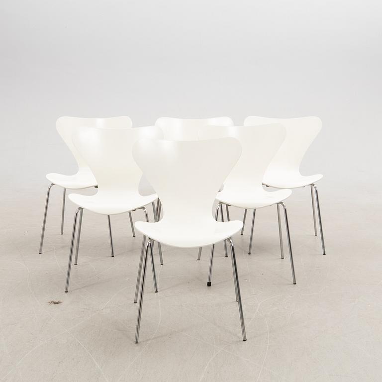 Arne Jacobsen, Chairs 6 pcs, "The Seven" for Fritz Hansen Denmark 1979.