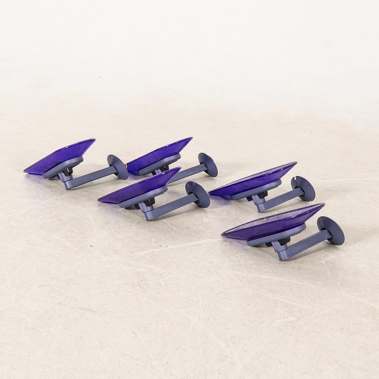 Perry King, Santiago Miranda & Gianluigi Arnald, wall lamps, "Jill", 5 pcs, Arteluce/Flos, Italy.