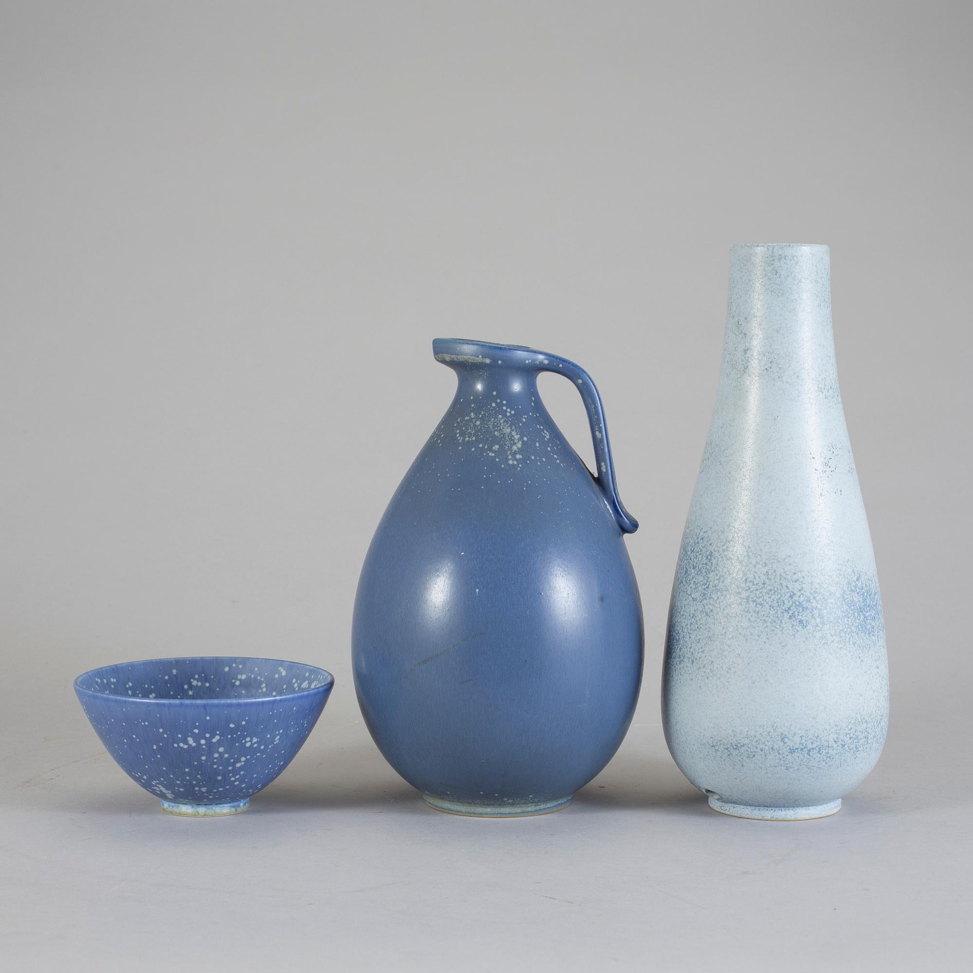 GUNNAR NYLUND, Rörstrand. Stengods, 3 delar. 1940-/50-tal.