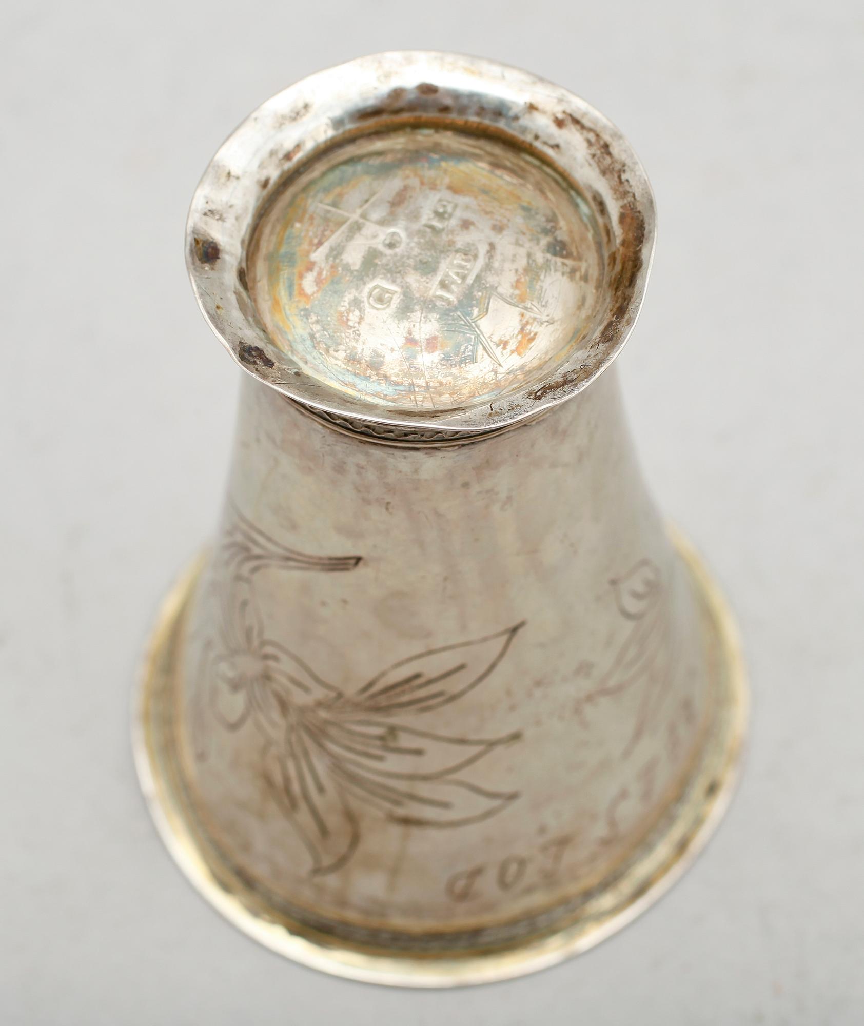 BÄGARE, silver, Las Åkerblom, Gävle 1788. Vikt ca 63 g.