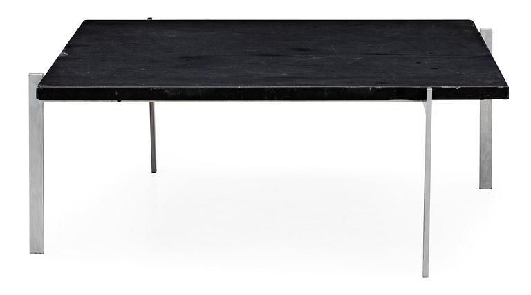 A Poul Kjaerholm 'PK-61' steel and slate sofa table, E Kold Christensen, Denmark, maker's mark in the steel.