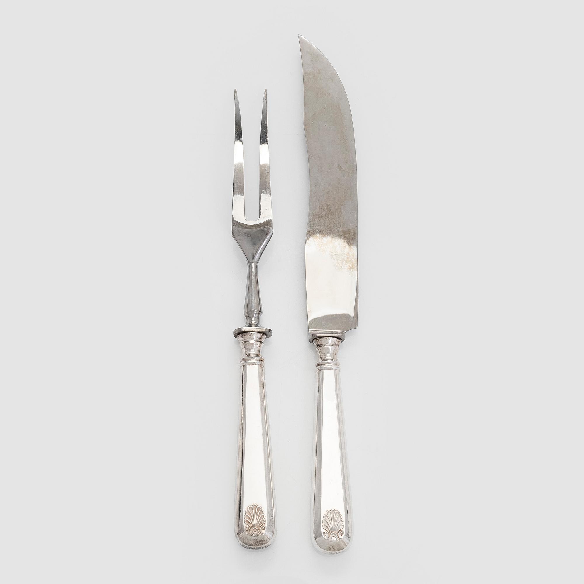 Tranchérbestick,"Musslan" silver och stål, Kultakeskus Tavastehus 1927.
