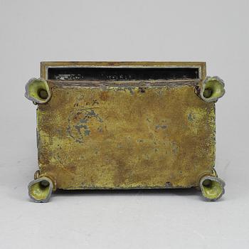 A painted tobacco jar, probably Germany, early 19th century.