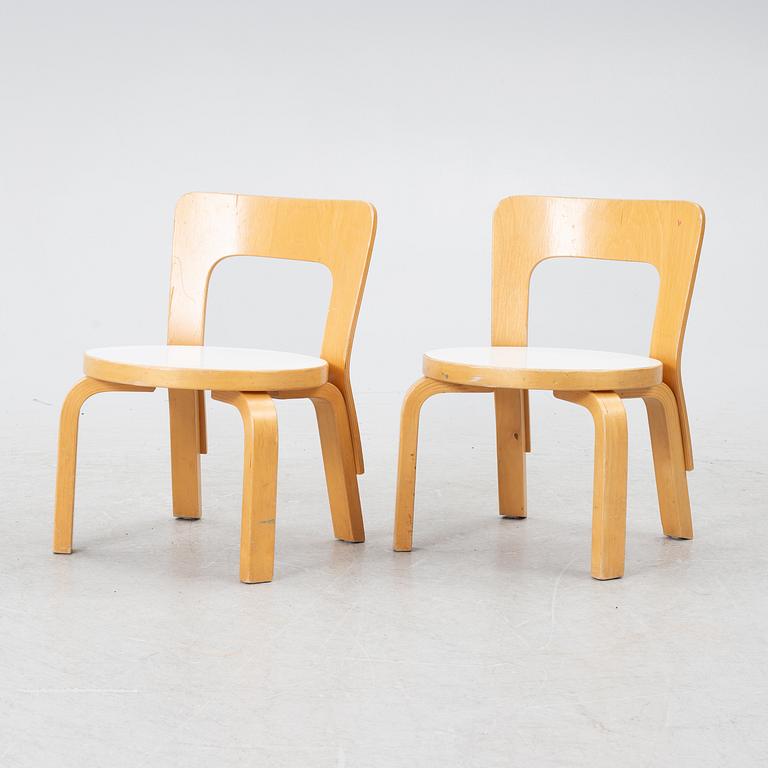 Alvar Aalto, a pair of model N65 children's chairs, Finland, later part of the 20th century.