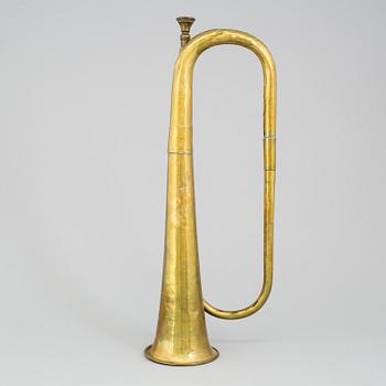 A Swedish early 20th century military brass horn Ahlberg & Ohlsson, Stockholm.