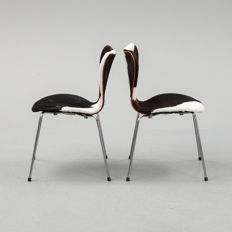 Arne Jacobsen, stolar, 6 st, "Sjuan", för Fritz Hansen, Danmark, 1900-talets andra hälft.